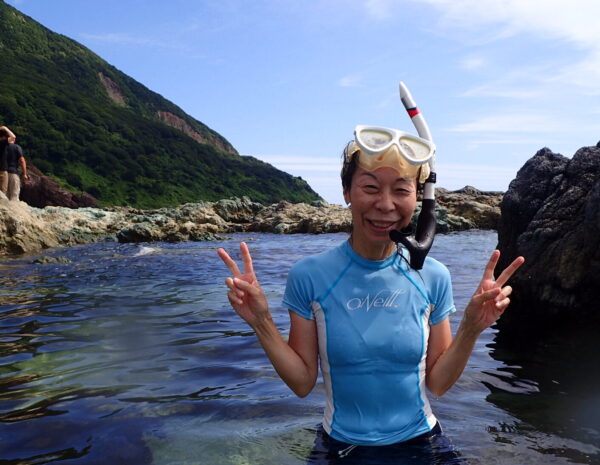 男鹿の海でシュノーケリング